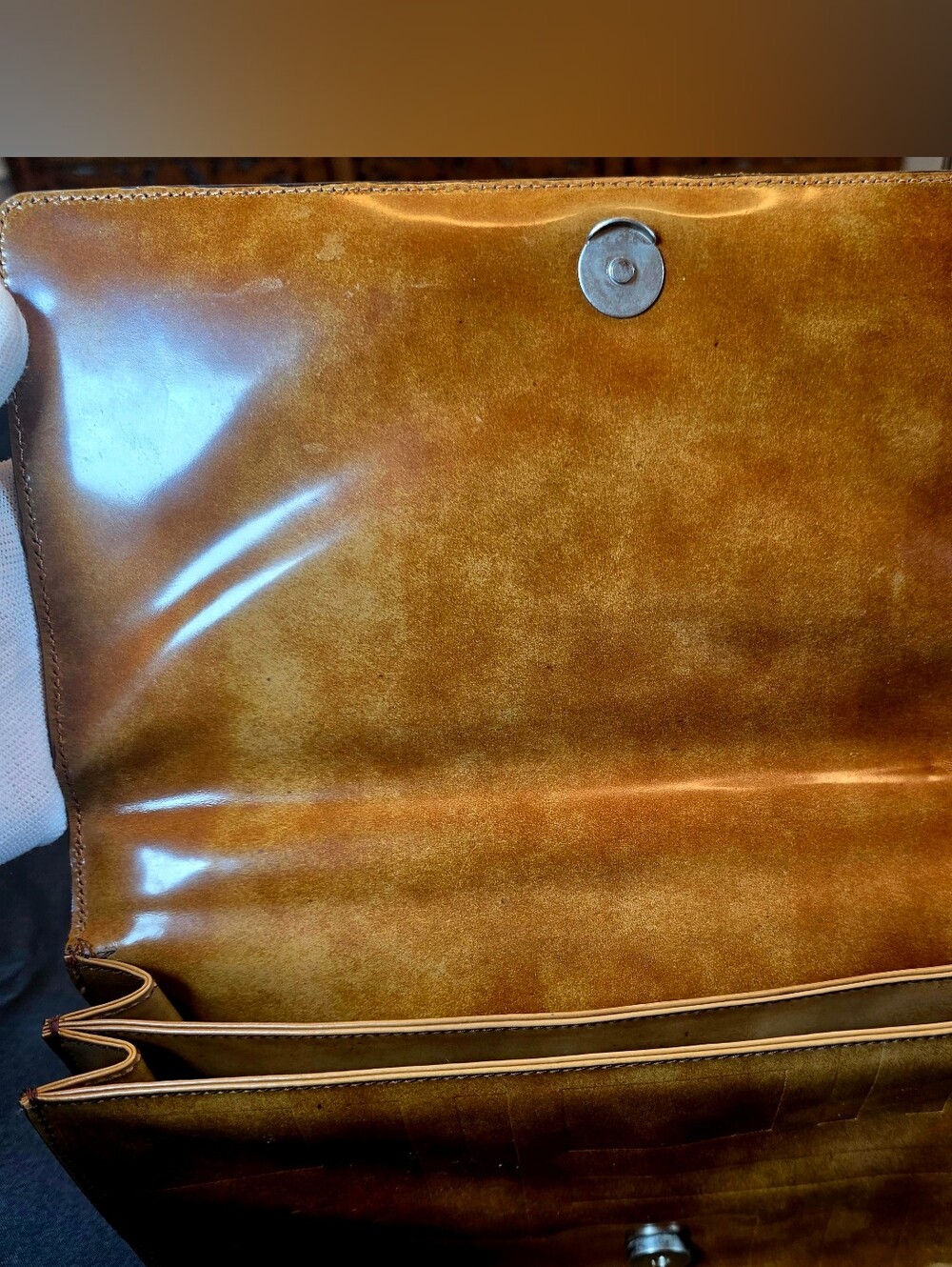 Vintage Y2K  Prada Cognac/Caramel Leather with Tortoiseshell Strap. - Picture 11 of 14